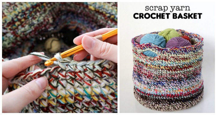 Scrap Yarn Storage Basket  Crochet basket pattern free, Scrap yarn crochet,  Crochet storage baskets