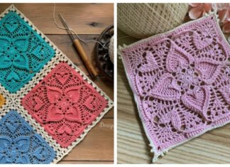 Sweetheart Square Doily Crochet Free Pattern - Decorative #Doily; Free #Crochet; Patterns