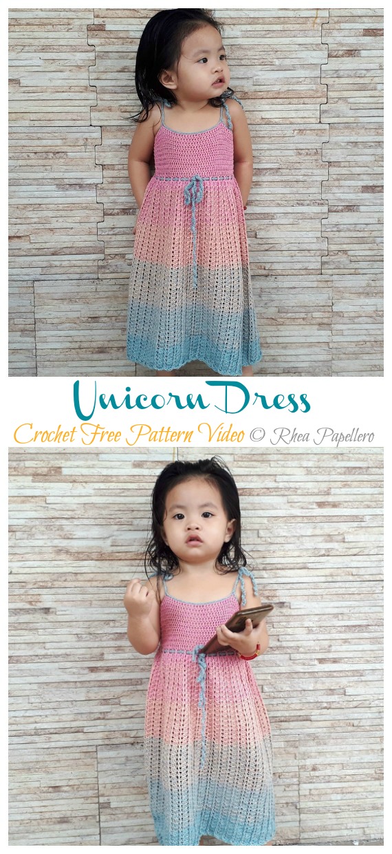 Unicorn Dress Crochet Free Pattern - Girl #Dress Free #Crochet Patterns