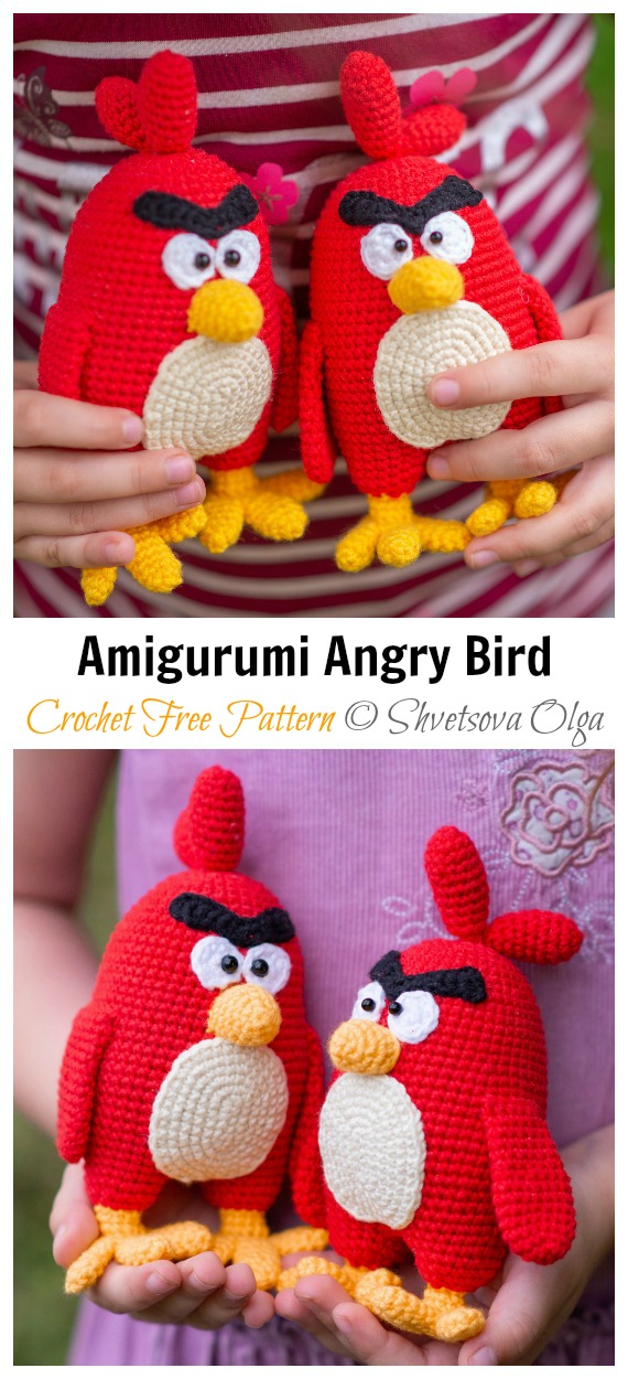 Amigurumi Angry Bird Crochet Free Pattern- Crochet #Bird; #Amigurumi; Free Patterns 