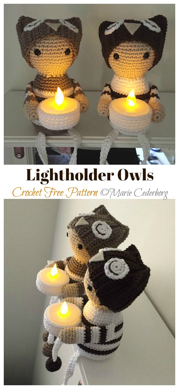 Amigurumi Christmas Lightholder Owl Crochet Free Patterns- #Doll; Crochet #Amigurumi; Free Pattern