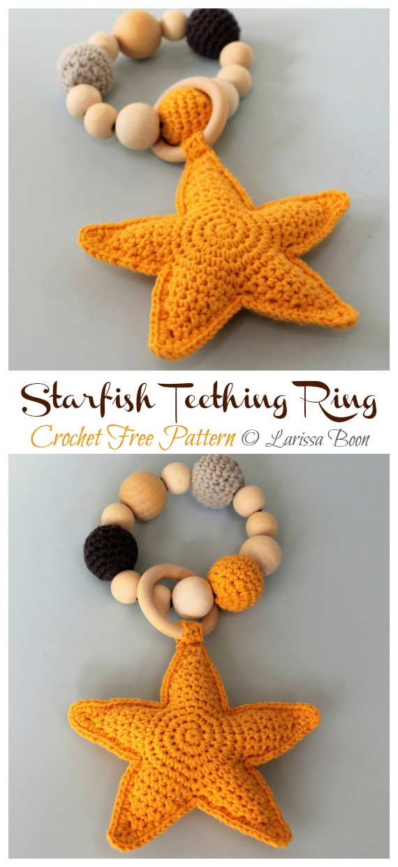 Amigurumi Starfish Teathing Ring Crochet Free Pattern - Crochet #SeaLife; Toys #Amigurumi; Free Patterns