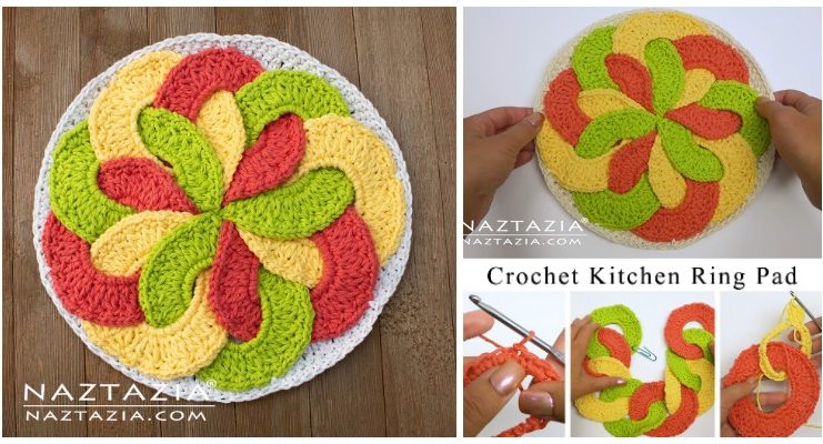 Kitchen Ring Pad Crochet Free Pattern [Video] - Hot Pad #Potholder; Free #Crochet; Pattern