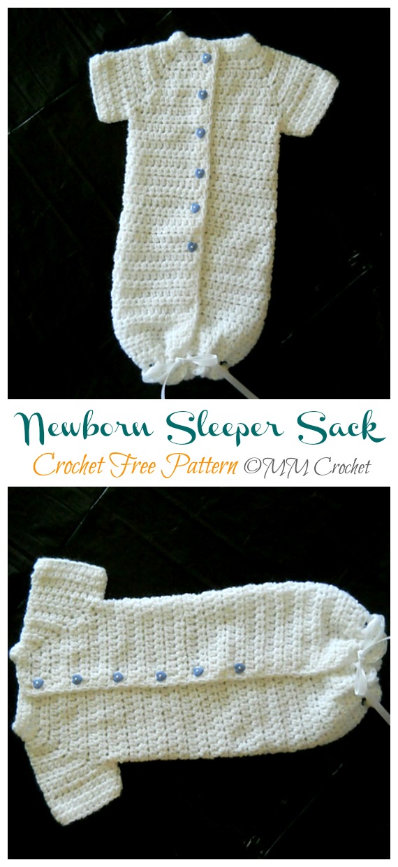 Newborn Sleeper Sack Crochet Free Pattern - Baby #Sleep; Bag Free #Crochet; Patterns