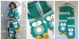 Owl Scarf Crochet Free Pattern - Kids #Scarf; Free #Crochet; Patterns