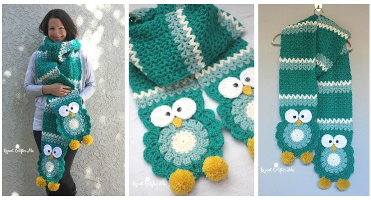 Owl Scarf Crochet Free Pattern - Kids #Scarf; Free #Crochet; Patterns