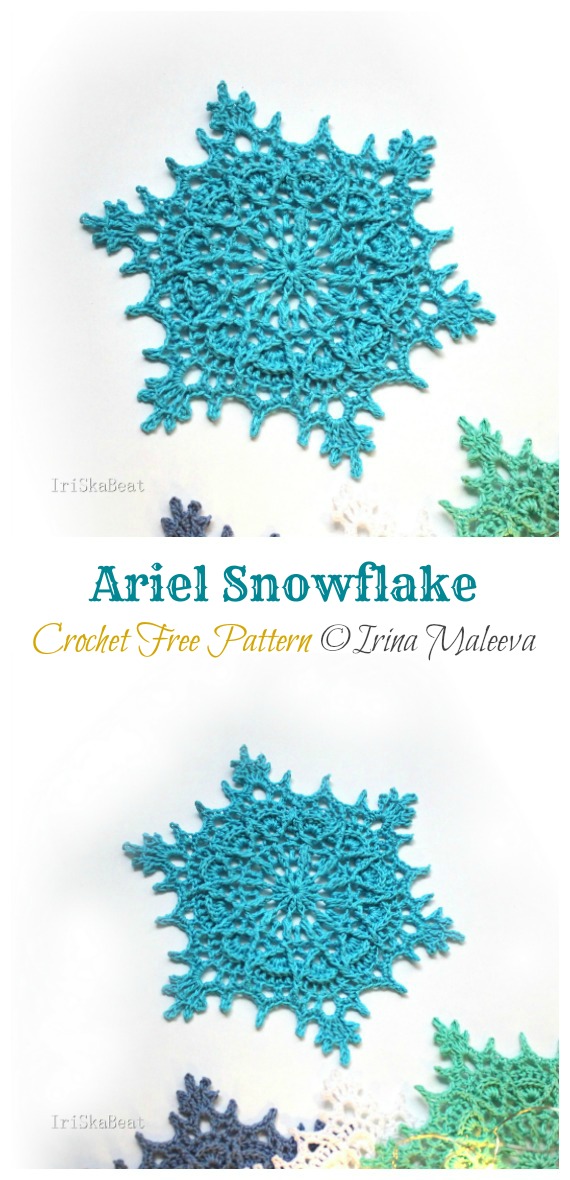 Ariel Snowflake Free Crochet Patterns - Christmas Snowflake Ornament Free #Crochet; Patterns