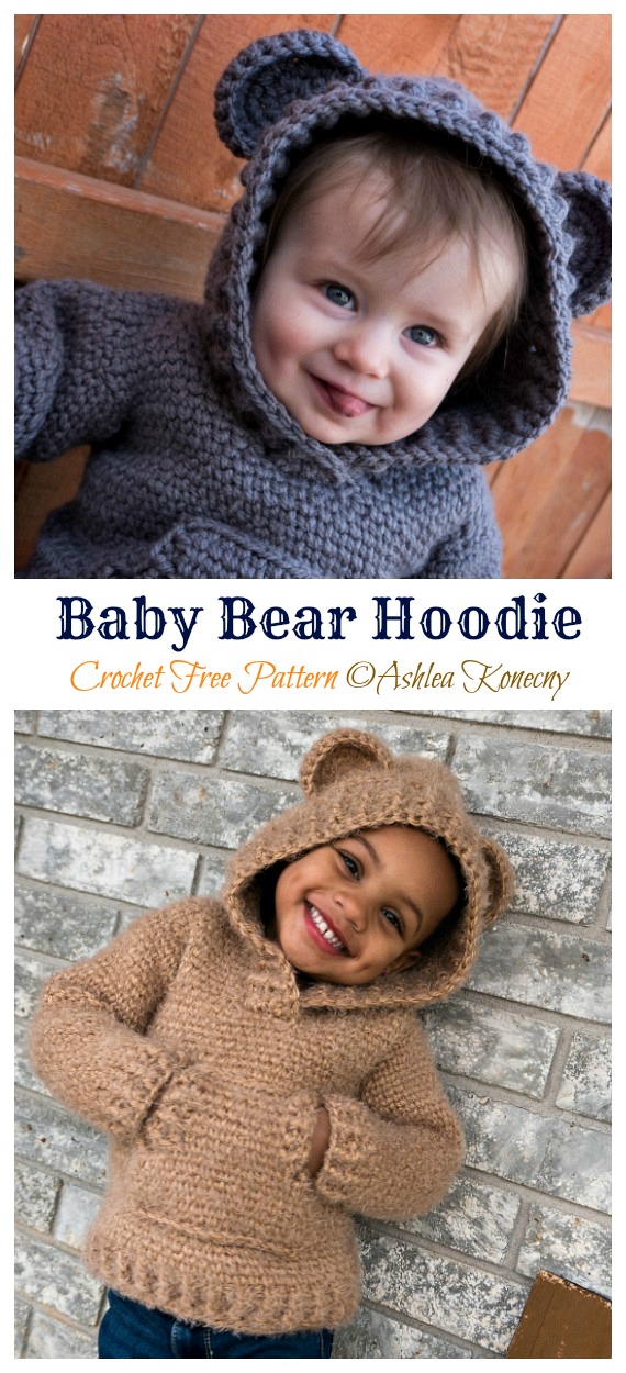 Baby Bear Hoodie Sweater Crochet Free Pattern