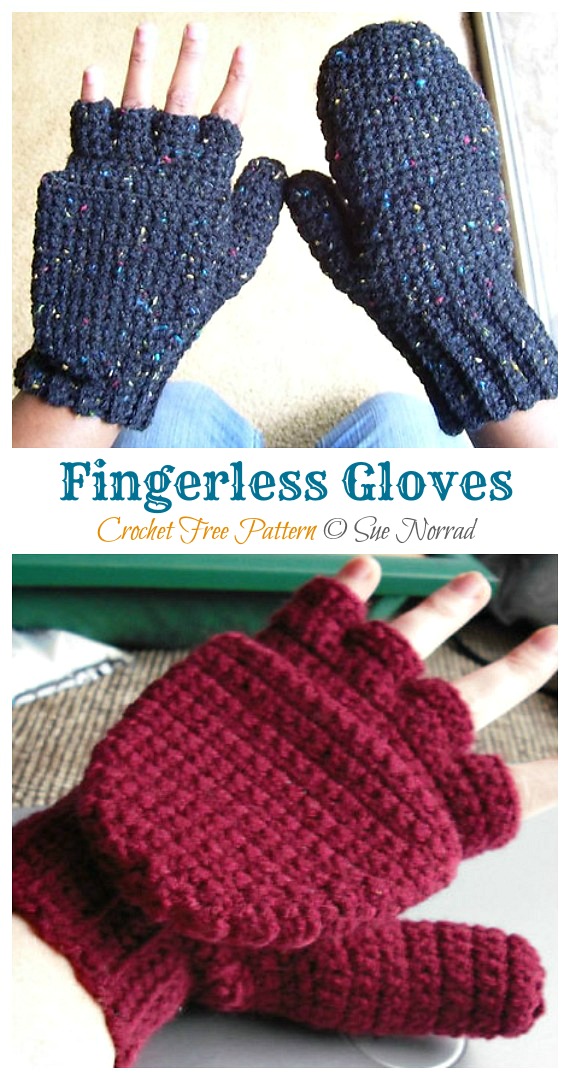 Convertible Fingerless Gloves Crochet Free Patterns