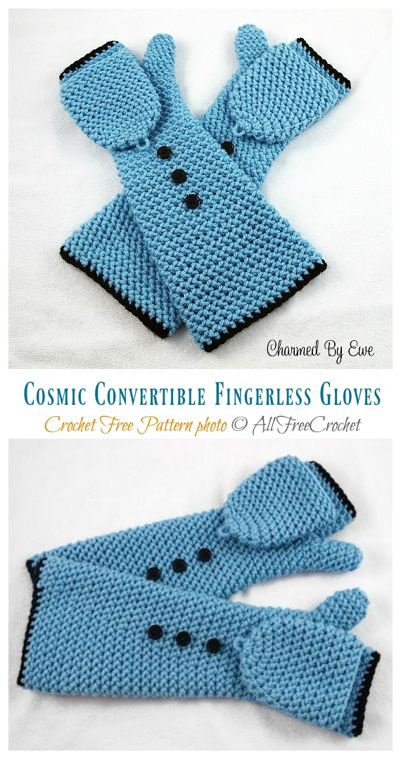 Cosmic Convertible Fingerless Gloves Crochet Free Patterns