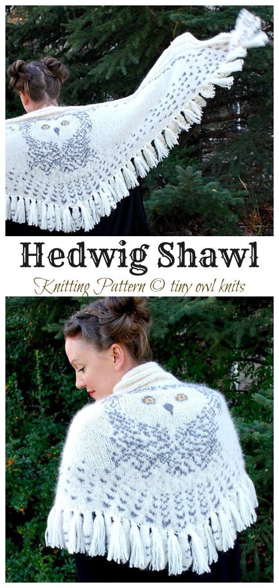 Hedwig Owl Shawl Knitting Pattern - Women #Shawl; #Knitting; Patterns