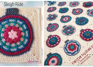 Holiday Baubles Blanket Crochet Free Pattern - #Granny; Square #Blanket; Free #Crochet; Patterns
