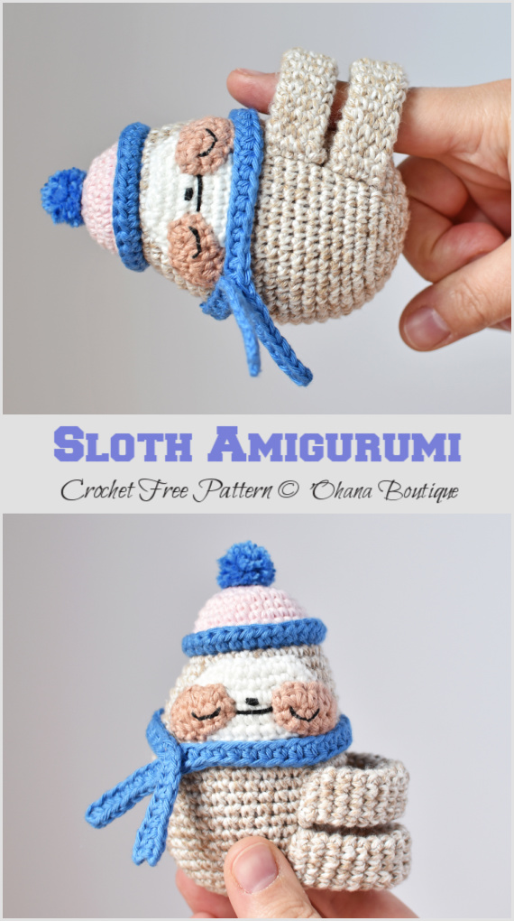 Amigurumi Sleepy Sloth Crochet Free Pattern - Free #Amigurumi; #Sloth; Toy Softies Crochet Patterns