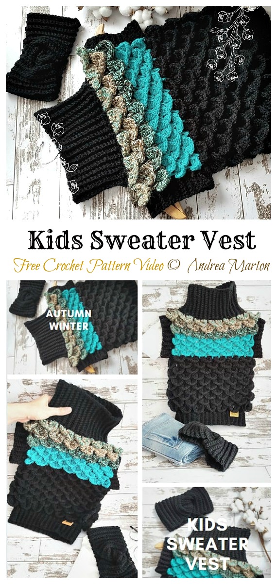 Kids Sweater Vest Crochet Free Pattern -  #Pullover; Sweater Free #Crochet; 