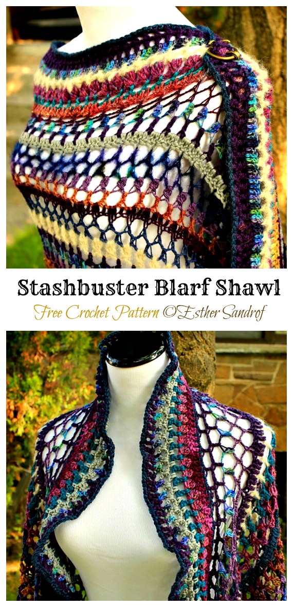 Stashbuster Shawl Crochet Free Pattern- Long Rectangle #Shawl; Free #Crochet; Pattern