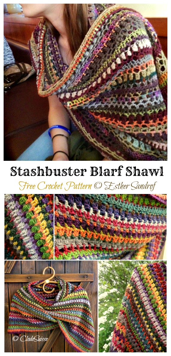 Stashbuster Shawl Crochet Free Pattern- Long Rectangle #Shawl; Free #Crochet; Pattern