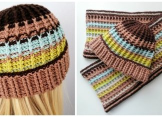 Waffle Scarf & Hat Crochet Free Pattern