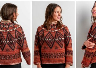 Alcona Colorwork Sweater Crochet Free Pattern- Fall Winter Women #Sweater; Free #Crochet; Pattern