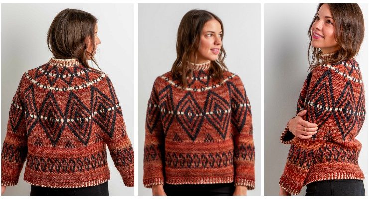 Alcona Colorwork Sweater Crochet Free Pattern- Fall Winter Women #Sweater; Free #Crochet; Pattern