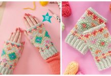 Hygge Embroidered Fingerless Gloves Crochet Free Pattern - Mitts Fingerless Gloves Free #Crochet; Patterns