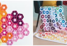 Noëlle Hexagon Flower Blanket Crochet Free Pattern - #Hexagon; Blankets Free #Crochet; Patterns