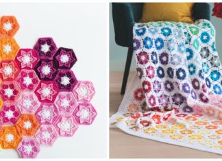 Noëlle Hexagon Flower Blanket Crochet Free Pattern - #Hexagon; Blankets Free #Crochet; Patterns