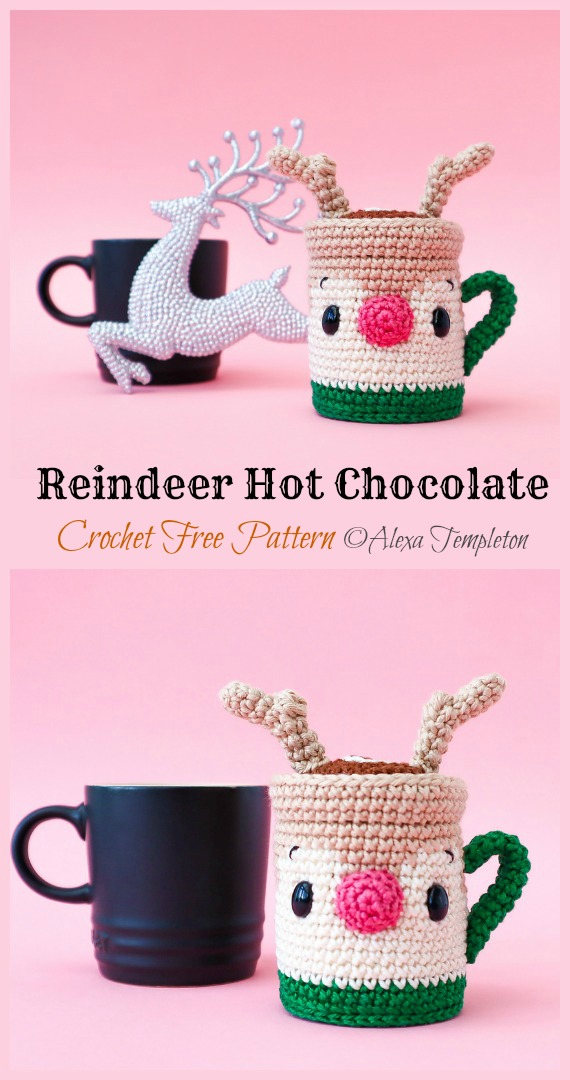 Reindeer Hot Chocolate Crochet Free Pattern - Crochet #Food; Amigurumi Free Patterns