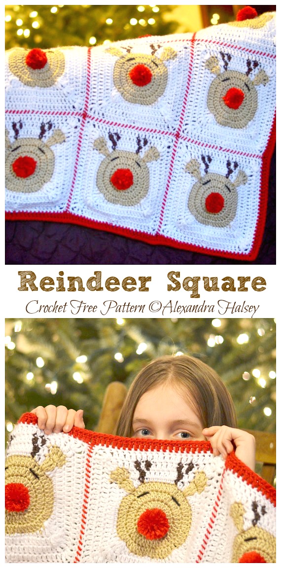 Rudolph Reindeer Square Crochet Free Patterns