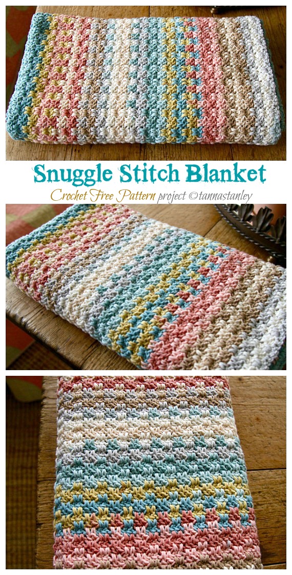 Snuggle Stitch Blanket Crochet Free Pattern - Stripy #Blanket; Free #Crochet; Patterns