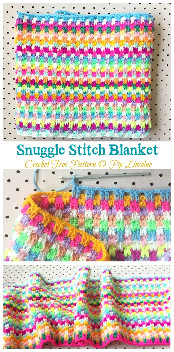 Snuggle Stitch Blanket Crochet Free Pattern - Stripy #Blanket; Free #Crochet; Patterns 