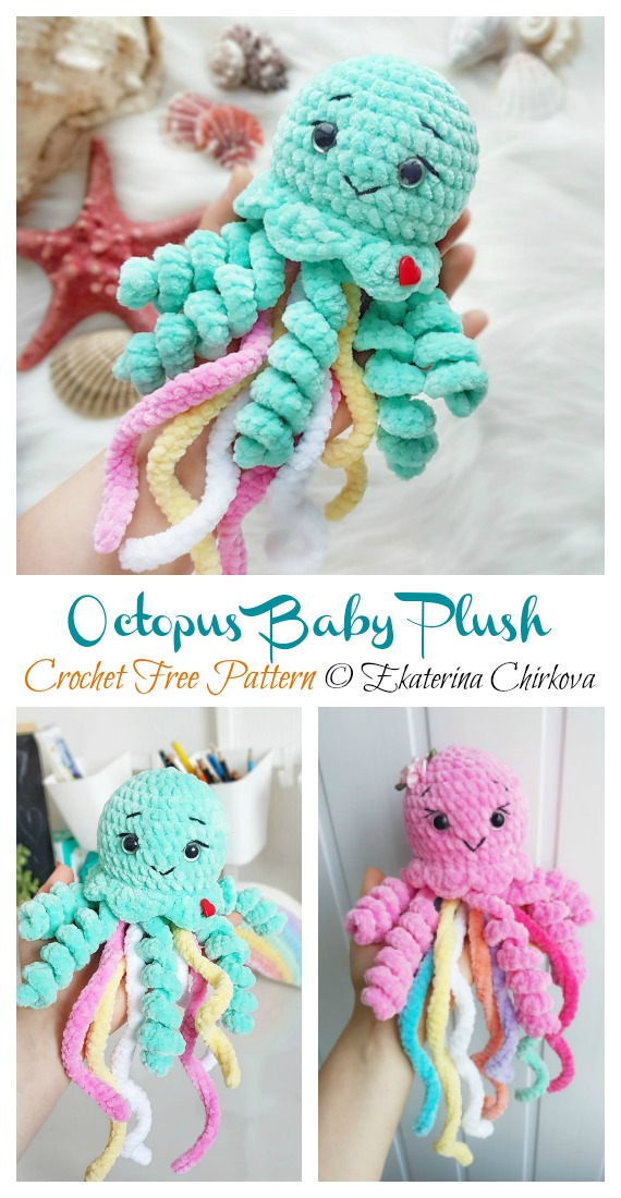 Amigurumi Octopus Baby Plush Crochet Free Pattern- Crochet #SeaLife; Toys #Amigurumi; Free Patterns