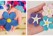 Forget Me Not Flower Crochet Free Patterns -Easy #Crochet #Flower Appliques Free Patterns