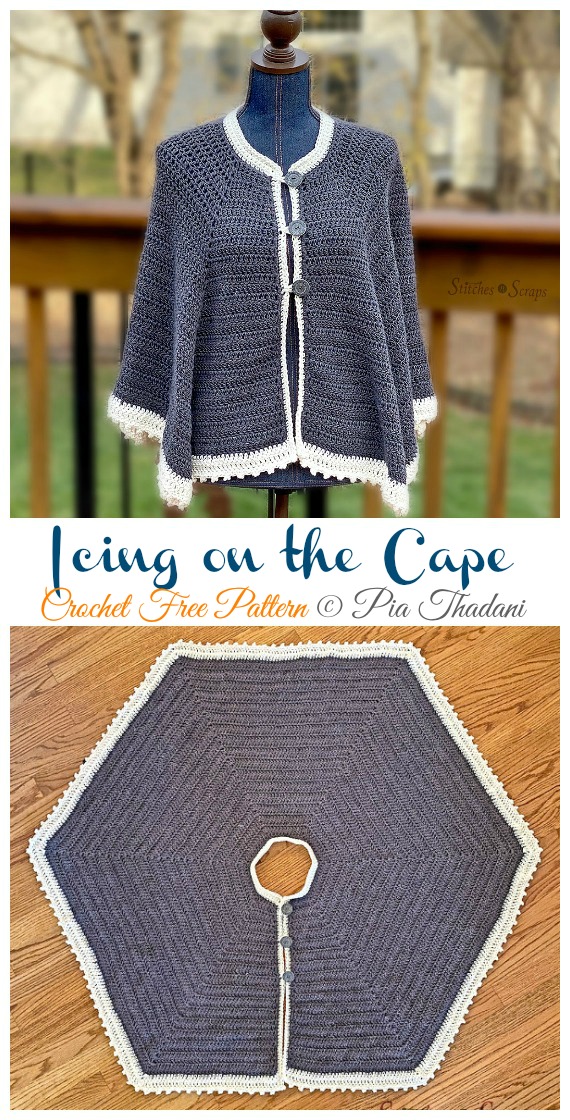 Icing on the Cape Crochet Free Pattern - Women #Cape; Free #Crochet; Patterns