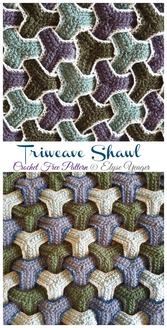 Triweave Shawl Crochet Free Pattern