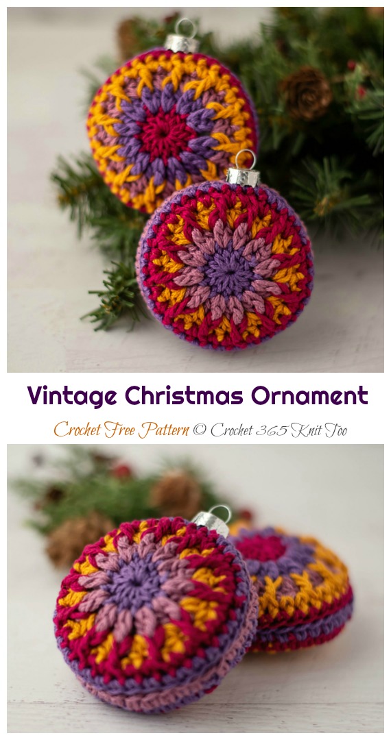 Vintage Christmas Ornament Crochet Free Pattern -  Christmas Ornament Free #Crochet; Patterns