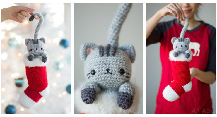 Amigurumi Christmas Cat Crochet Free Pattern - Crochet Toy #Cat; #Amigurumi; Free Patterns
