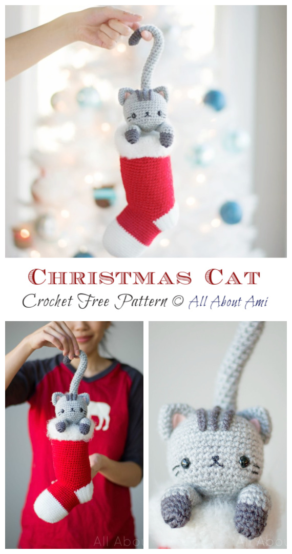 Amigurumi Christmas Cat Crochet Free Pattern - Crochet Toy #Cat; #Amigurumi; Free Patterns