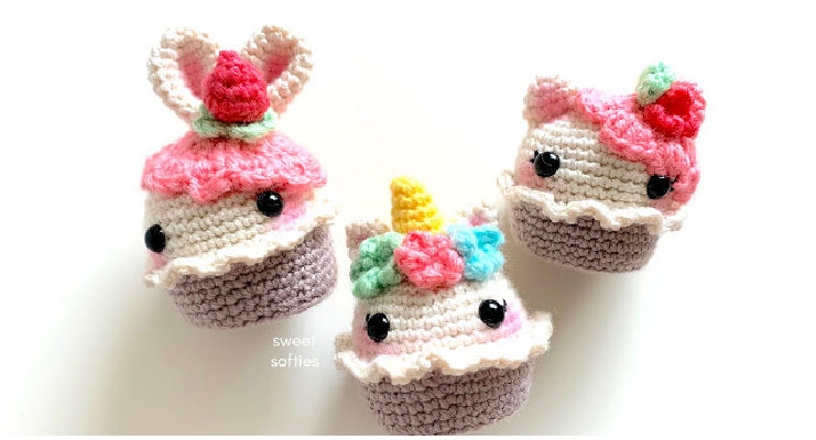 Amigurumi Animal Cupcakes Crochet Free Patterns - Crochet #Food; Amigurumi Free Patterns