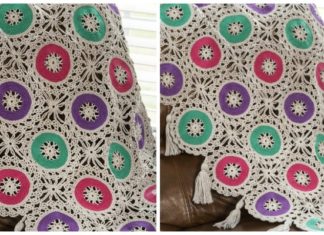 Bold Circles Throw Crochet Free Pattern - Lace #Blanket; Free #Crochet; Patterns