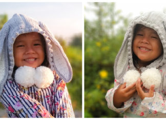 Bunny Hoodie Hat Crochet Free Pattern- Kids #Beanie; Hat Free #Crochet; Patterns