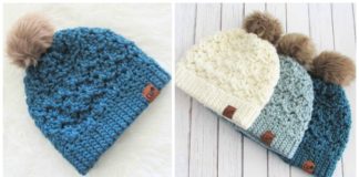 Chunky Jenna Beanie Hat Set Crochet Free Patterns- Adult Beanie #Hat; #Crochet; Free Patterns