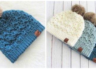 Chunky Jenna Beanie Hat Set Crochet Free Patterns- Adult Beanie #Hat; #Crochet; Free Patterns