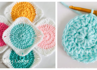 Circle Granny Square Crochet Free Pattern - #Granny; Square #Blanket; Free #Crochet; Patterns