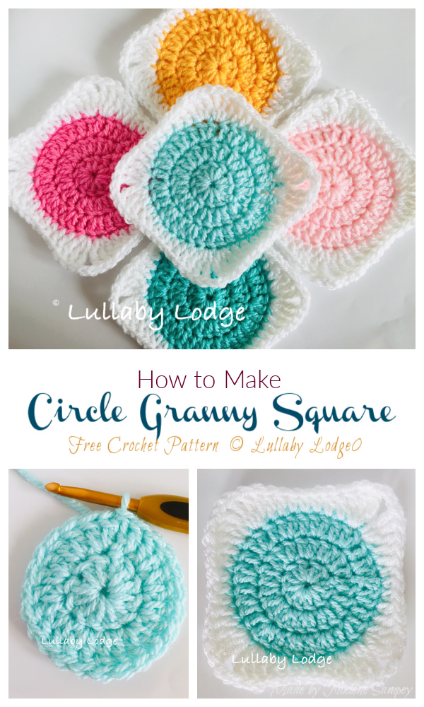 Circle Granny Square Crochet Free Pattern - #Granny; Square #Blanket; Free #Crochet; Patterns