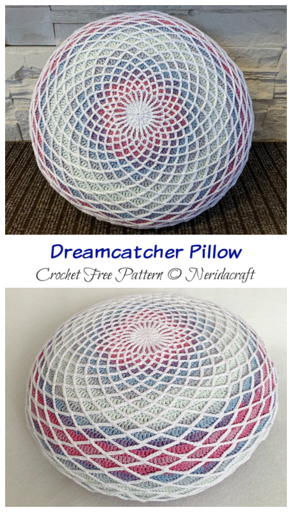 Dreamcatcher Pillow Crochet Free Pattern - #Crochet; Decorative #Pillow; Free Patterns