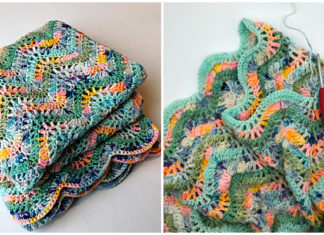 Feather & Fan Blanket Crochet Free Pattern - #Crochet; Ripple #Blanket; Free Crochet Pattern