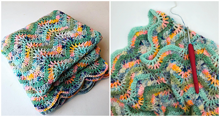 Feather &amp; Fan Blanket Crochet Free Pattern - Crochet &amp; Knitting