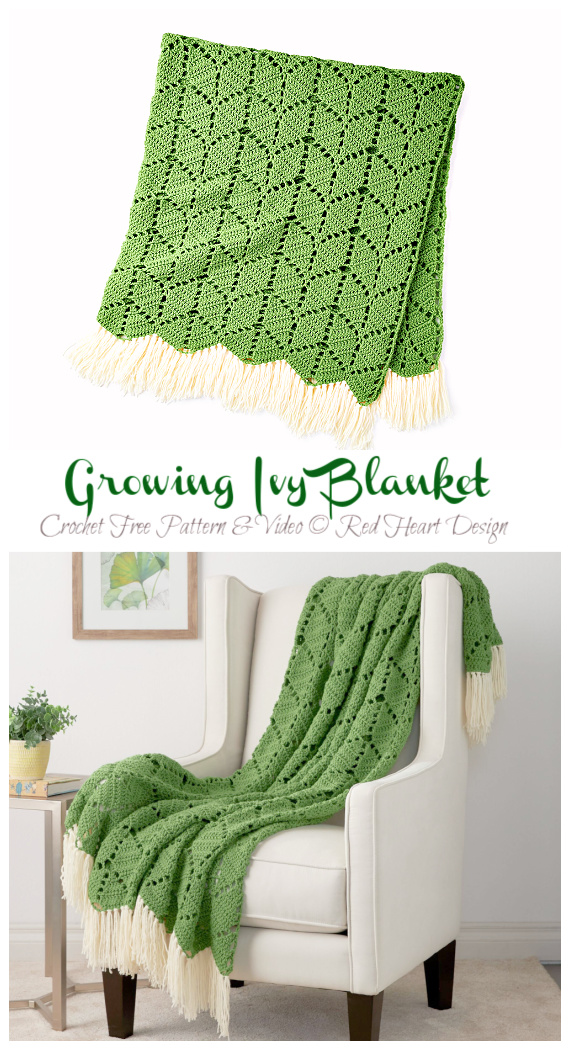 Growing Ivy Lace Blanket Crochet Free Pattern - Lace #Blanket; Free #Crochet; Patterns