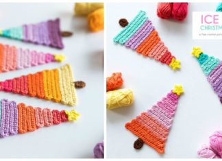 Ice Pop Christmas Trees Crochet Free Pattern - Christmas Tree Motif Free #Crochet; Patterns