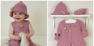 Little Miss Berry Cardigan Hat Set Crochet Free Patterns